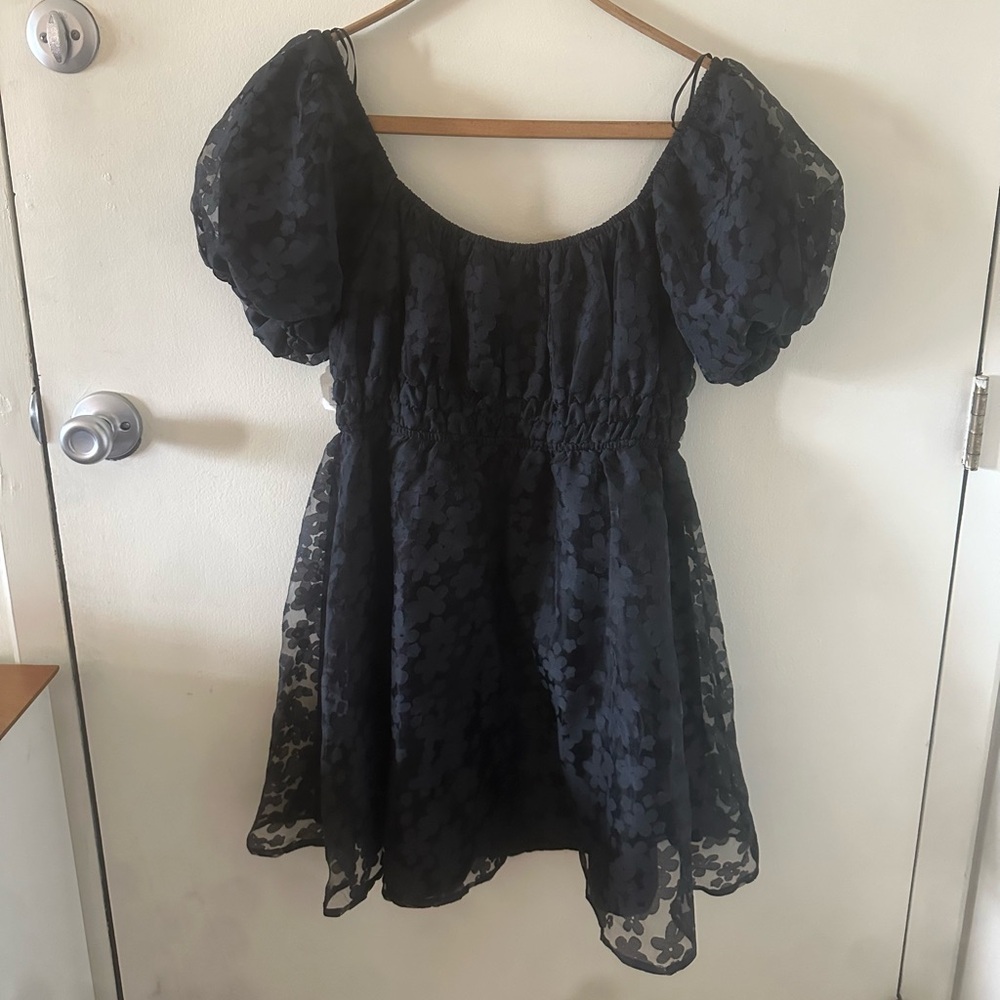 NWT Altar’d State Black dress floral formal cute sundress puff sleeves